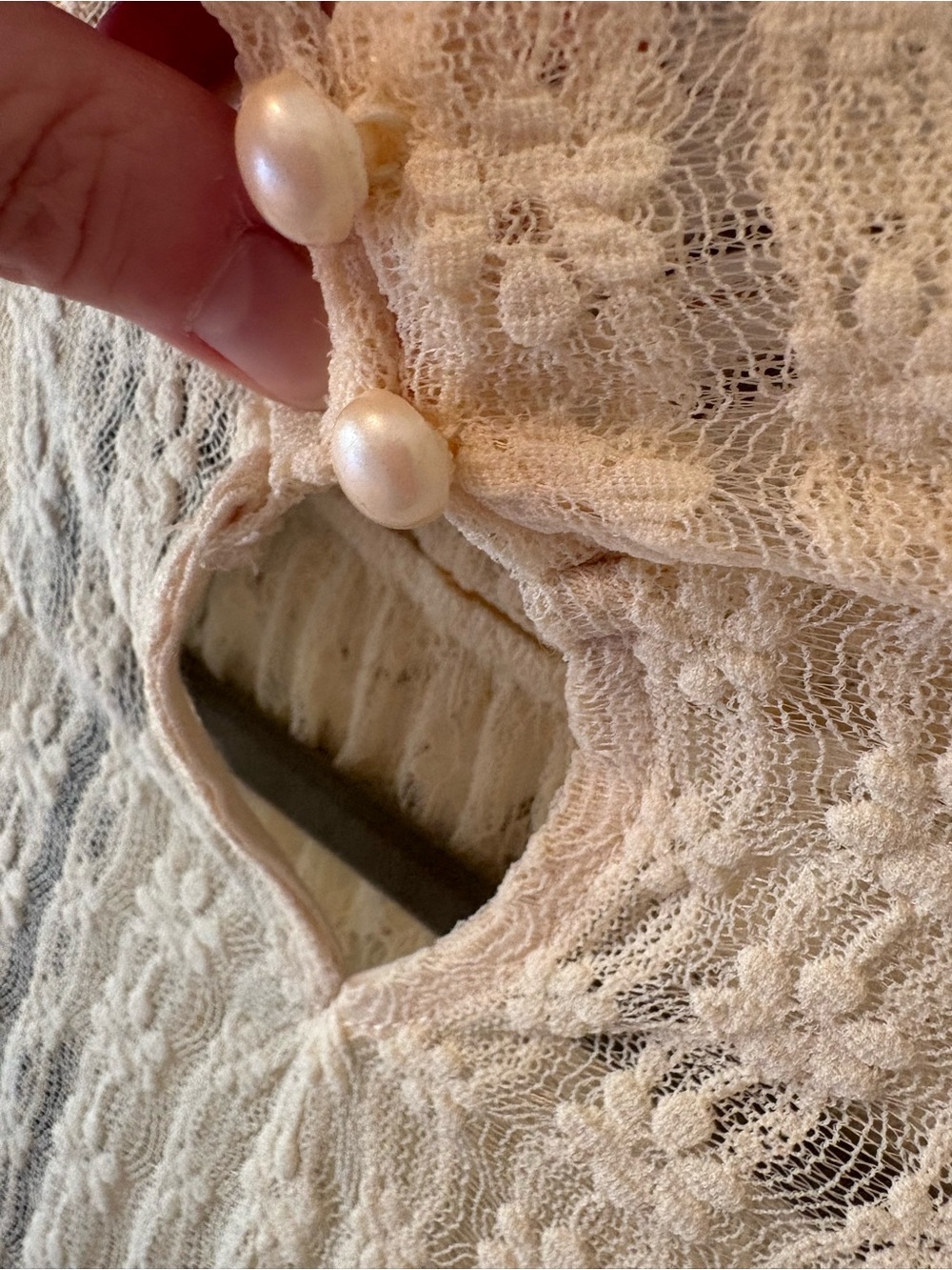 Ivory Lace Ruffle High-Neck Blouse - Picture 14 of 16